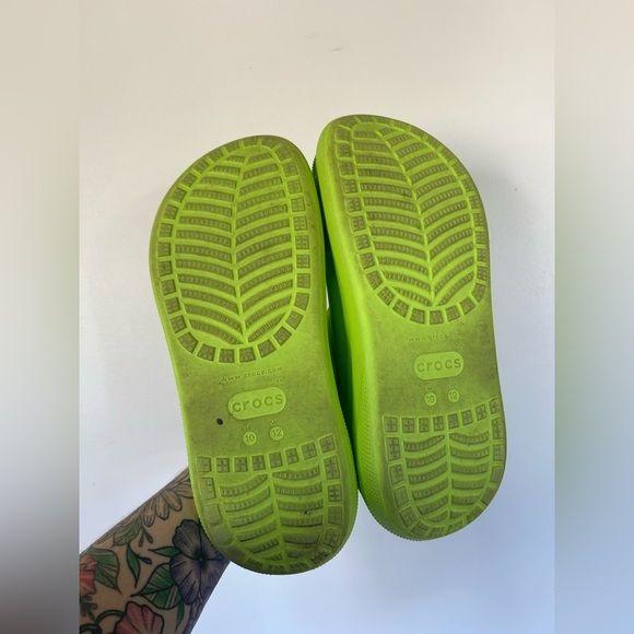 Lime Green Crocs Mega Crush Clogs - Picture 5 of 7